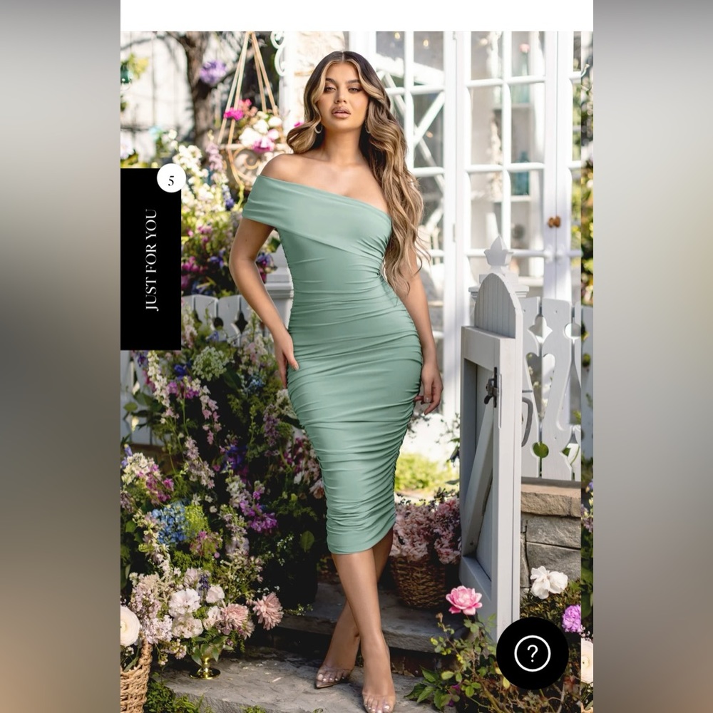 SAGE ONE SHOULDER MIDI DRESS